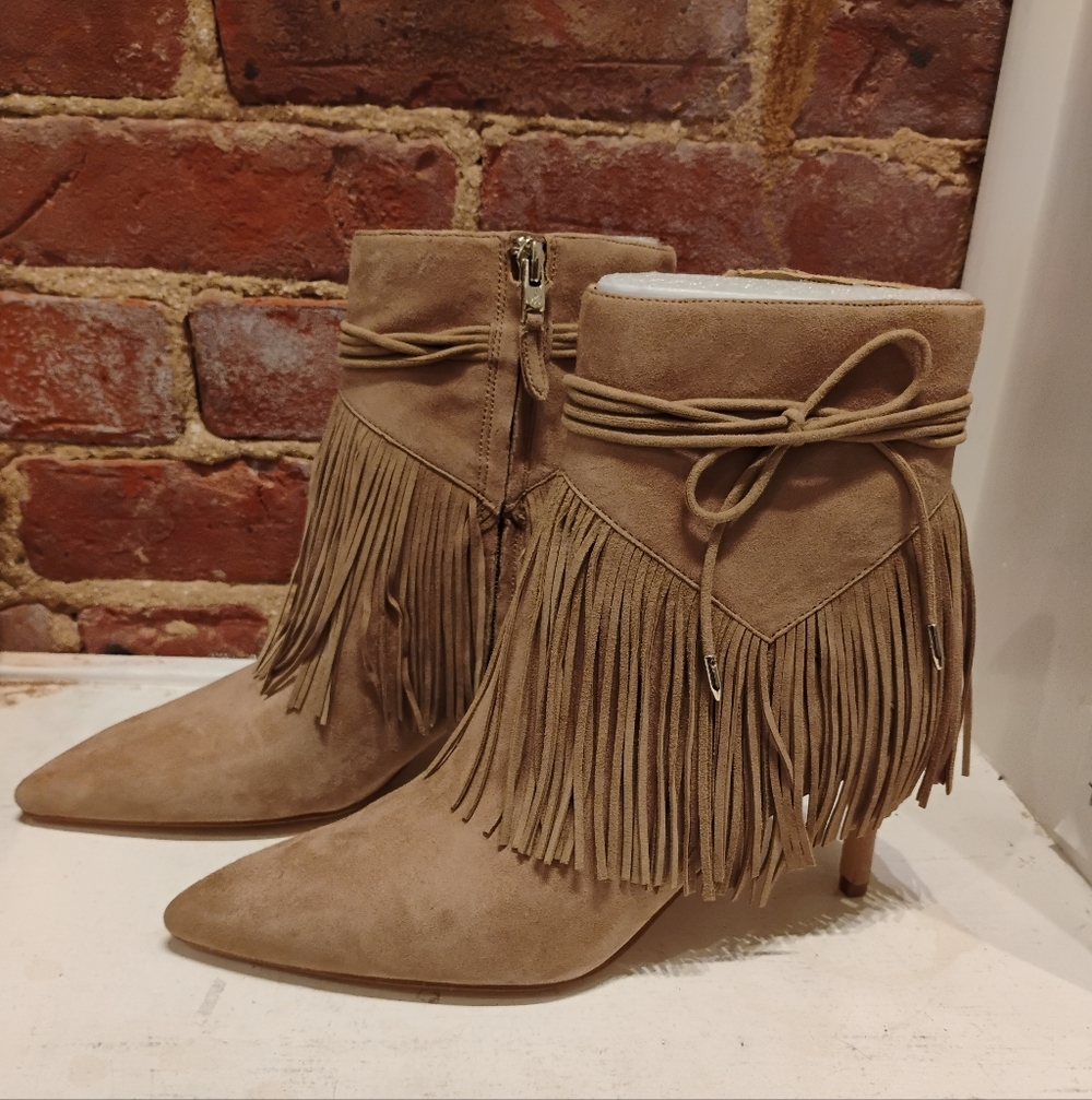 Sam Edelman Marion Fringe Suede Bootie Sz 8 -NWOB